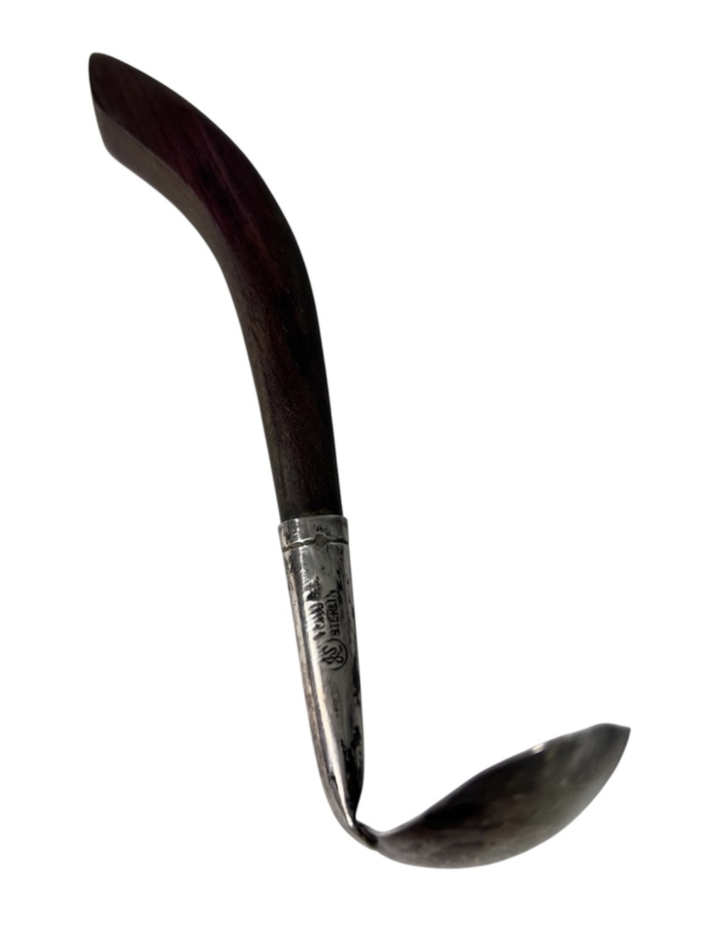 Vintage Signed JS Jay Sotelo Mexico Sterling Silver And Rosewood Sauce Ladle 6”